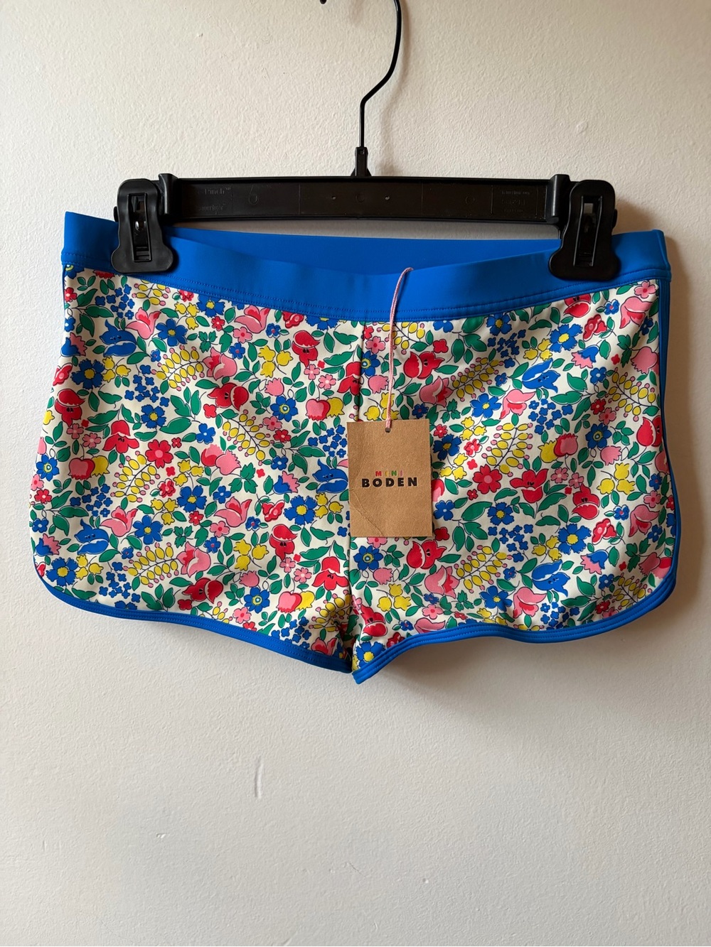 NWT Boden Multicolor Floral Swim Shorts with Blue Trim